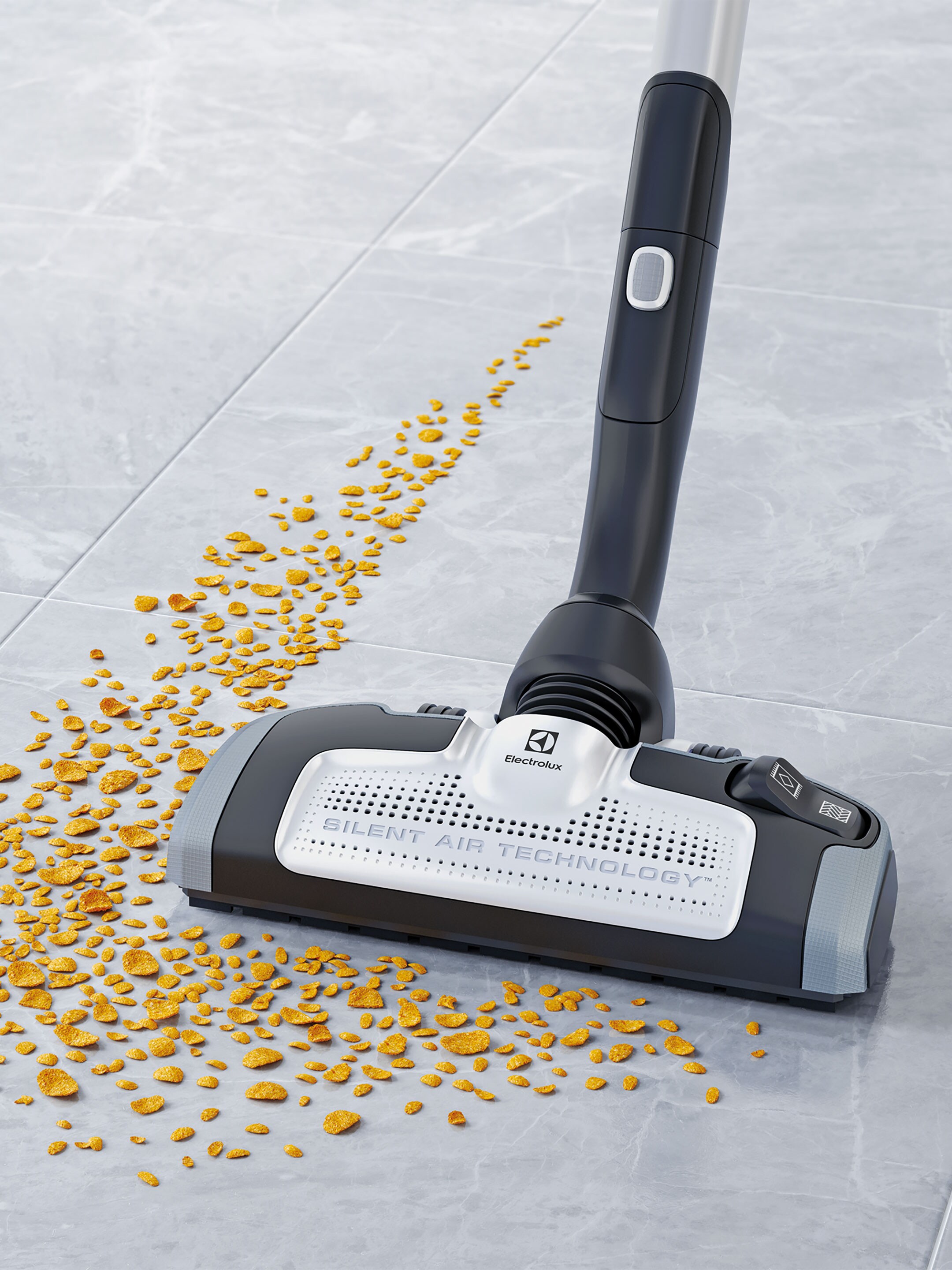 L'aspirateur UltraSilencer Zen aspirant des céréales