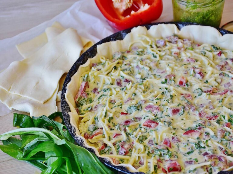 Tarte courgette, fêta et olives noires