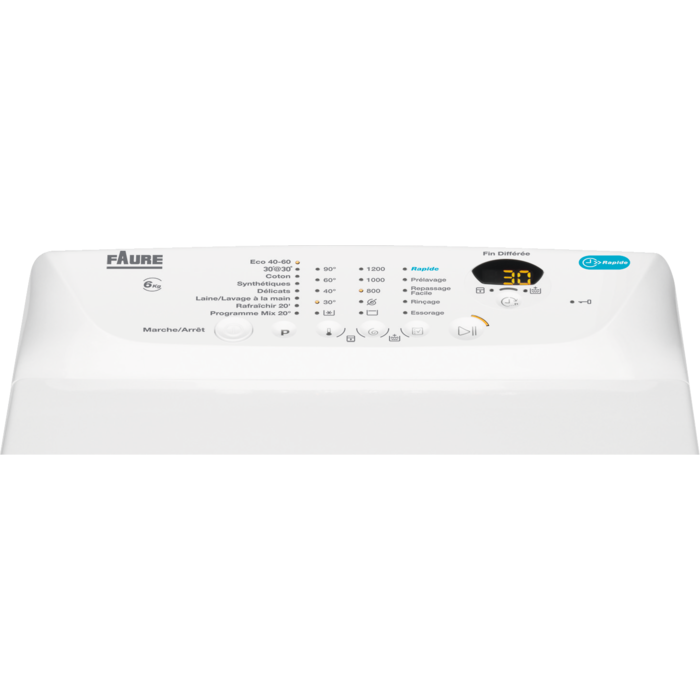 Faure - Lave-linge chargement par le dessus - FWQ61228DS
