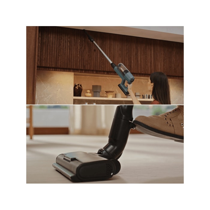 Switch nozzles effortlessly with the foot release – without bending down 