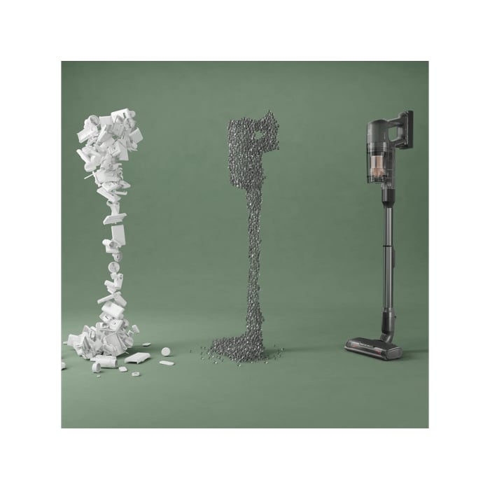 Cordless cleaner made with recycled materials, highlighting sustainability.