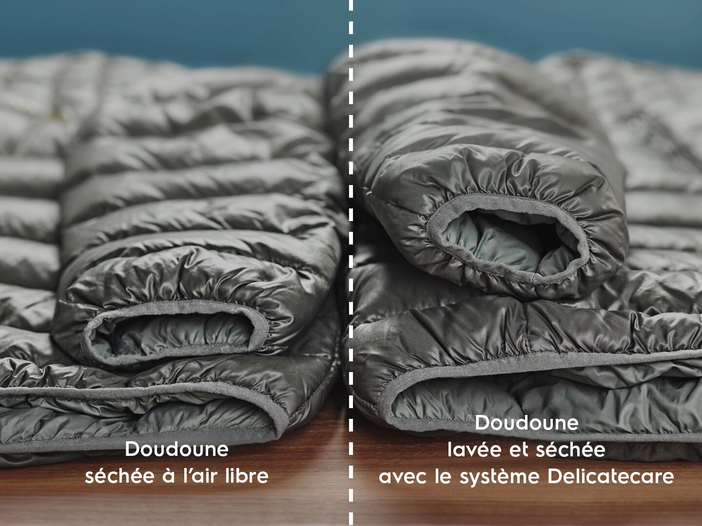 deux vestes en duvet vertes