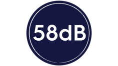 Un autocollant indiquant le niveau sonore de 58 dB