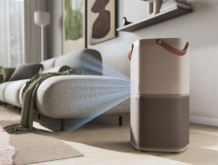 Un purificateur d’air dans un salon.